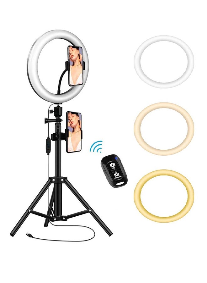 10 inch Selfie Ring Light With Tripod Stand And 360° Phone Holder White  - Image 1