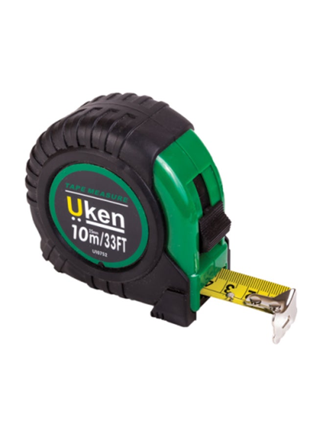 Uken Measuring Tape 10m (25MM) Black/Green/Yellow 10meter 