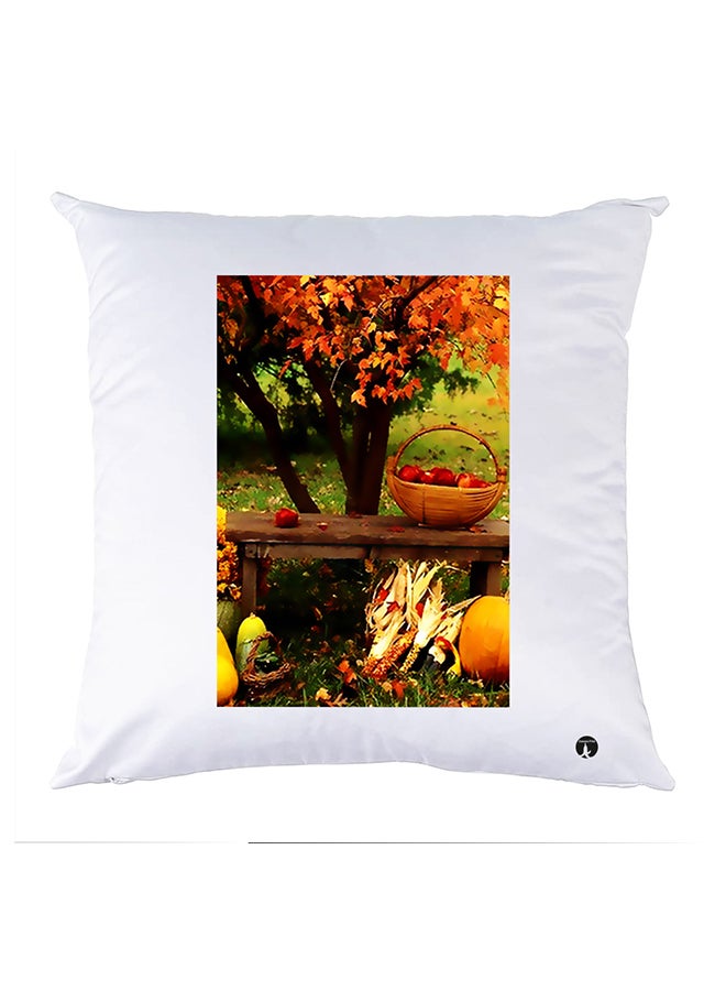 غطاء وسادة مطبوع polyester أبيض 30x30سم