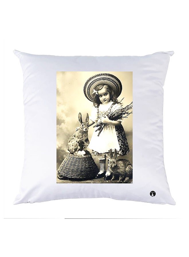 غطاء وسادة مطبوع polyester أبيض 30x30سم