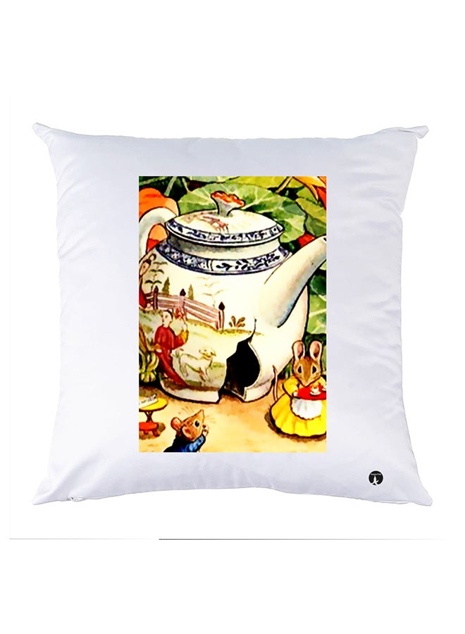 غطاء وسادة مطبوع polyester أبيض 30x30سم