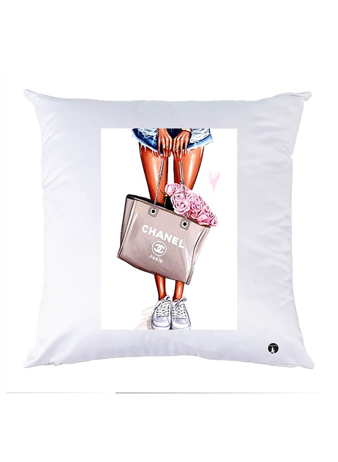 غطاء وسادة مطبوع polyester أبيض 30x30سم
