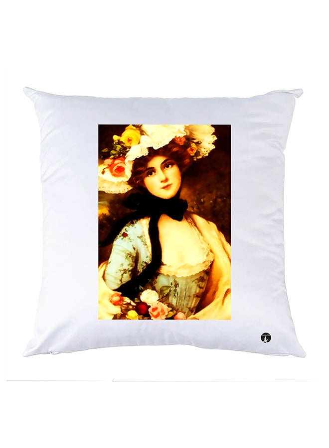 وسادة مزيّنة بنقشة مطبوعة polyester أبيض 30x30سم