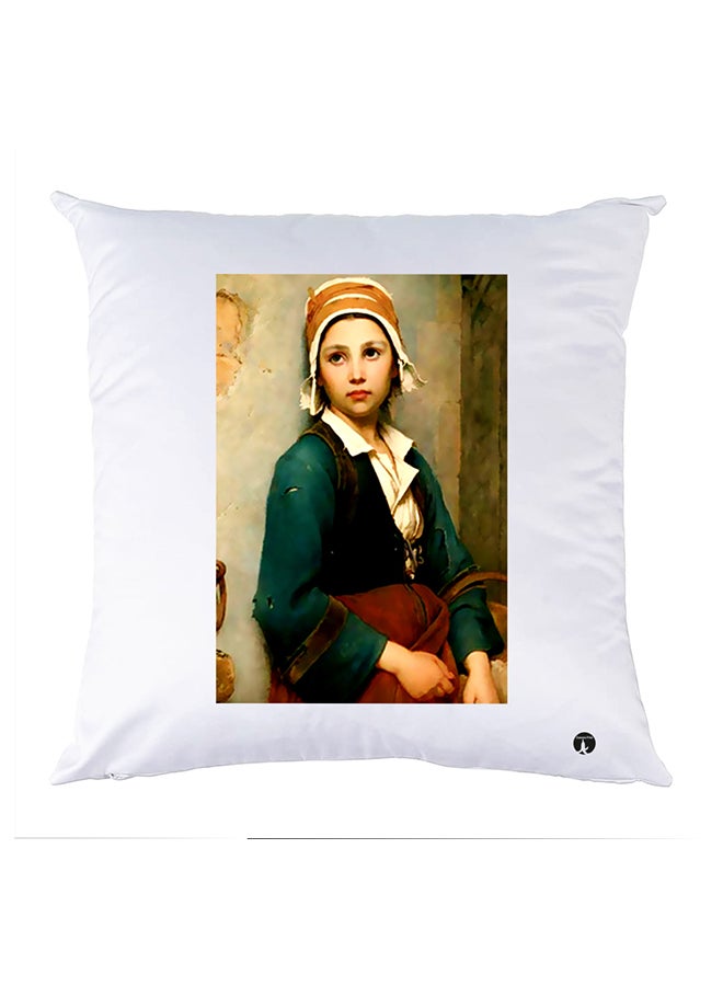 Printed Pillow Polyester White 30x30cm