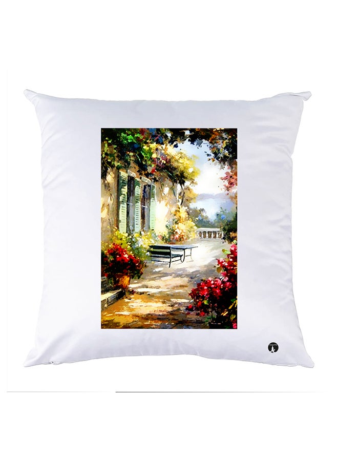 غطاء وسادة مطبوع polyester أبيض 30x30سم