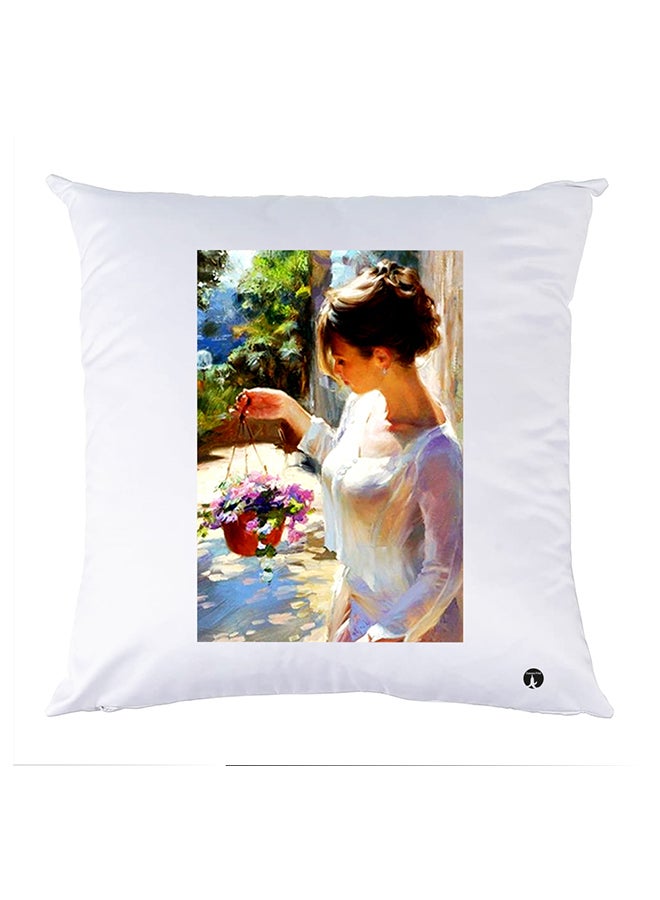 غطاء وسادة مطبوع polyester أبيض 30x30سم