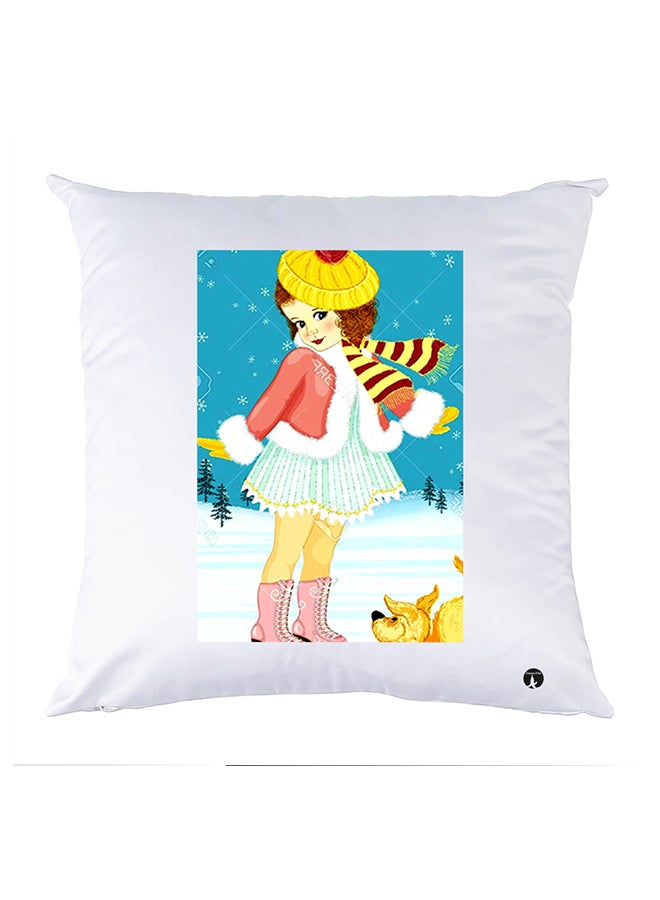Printed Pillow Case Polyester White 30x30cm