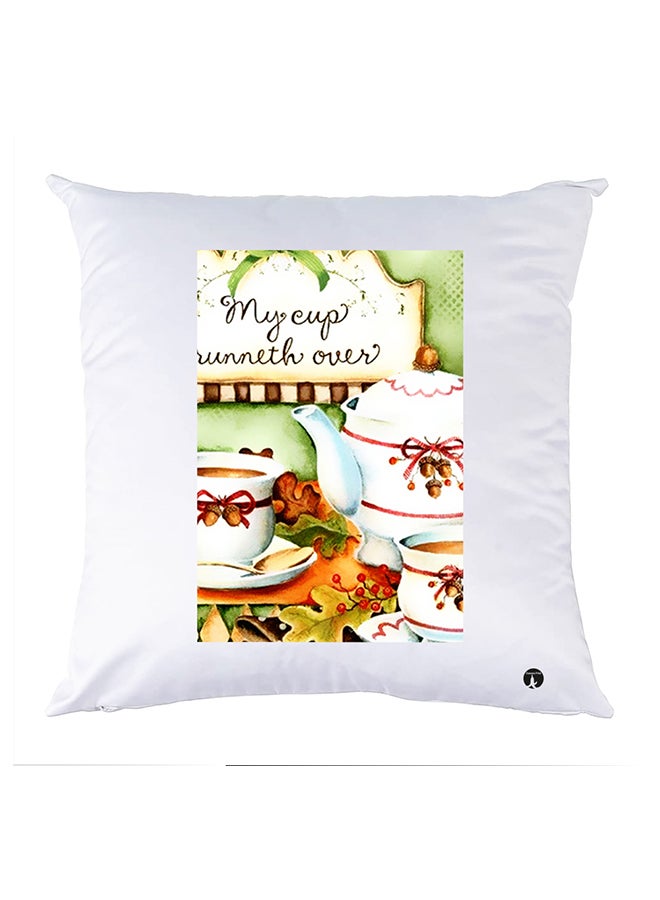 غطاء وسادة مطبوع polyester أبيض 30x30سم