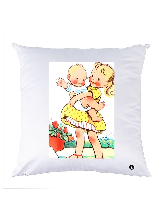غطاء وسادة مطبوع polyester أبيض 30x30سم