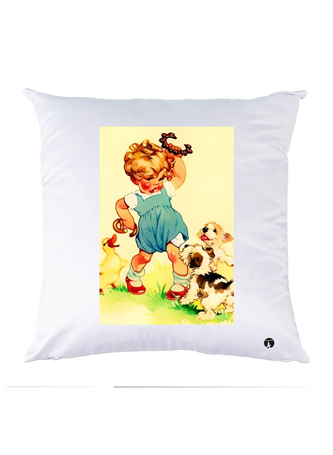 غطاء وسادة مطبوع polyester أبيض 30x30سم