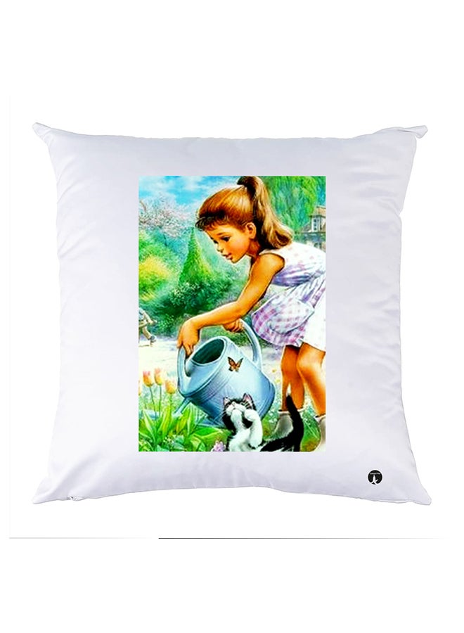 Printed Pillow Case polyester White 30x30cm