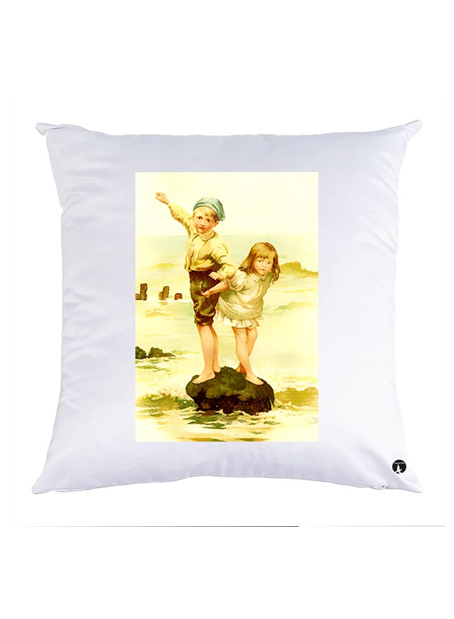 وسادة مزيّنة بنقشة مطبوعة polyester أبيض 30x30سم