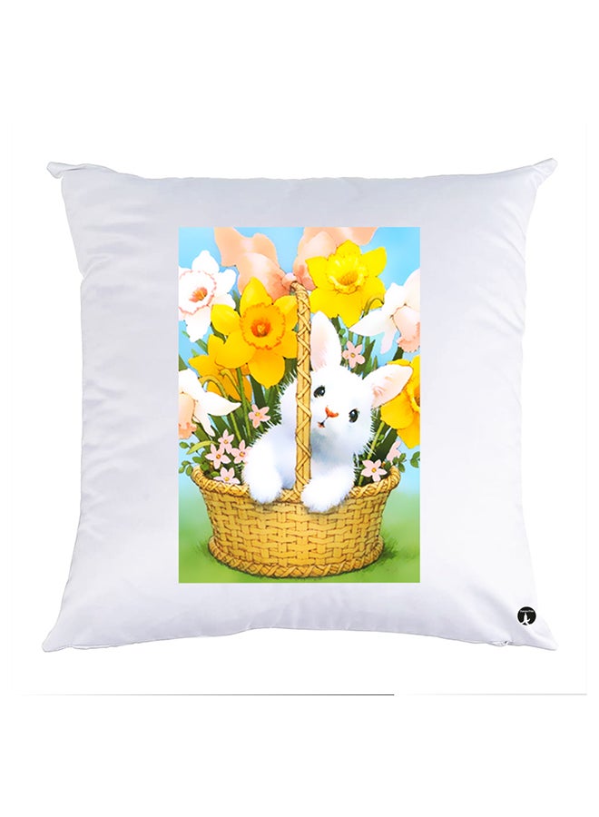 غطاء وسادة مطبوع polyester أبيض 30x30سم