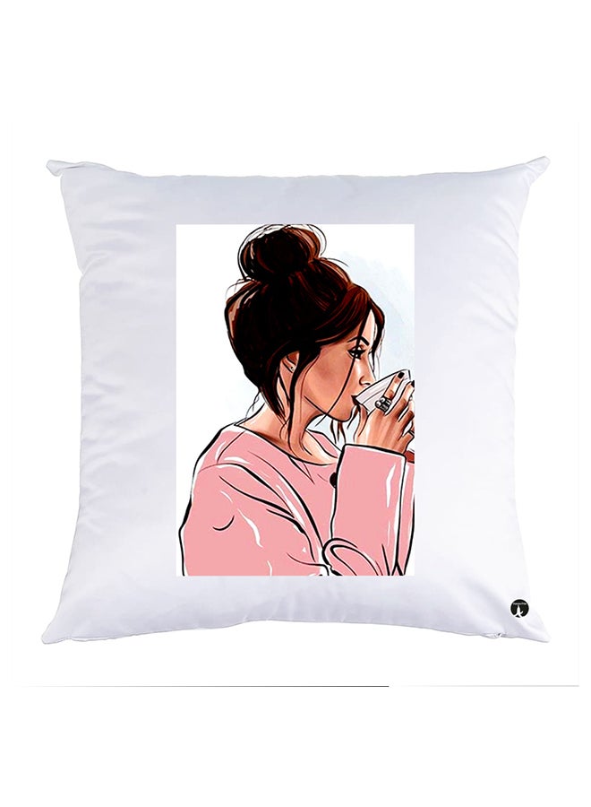 وسادة مزيّنة بنقشة مطبوعة polyester أبيض 30x30سم
