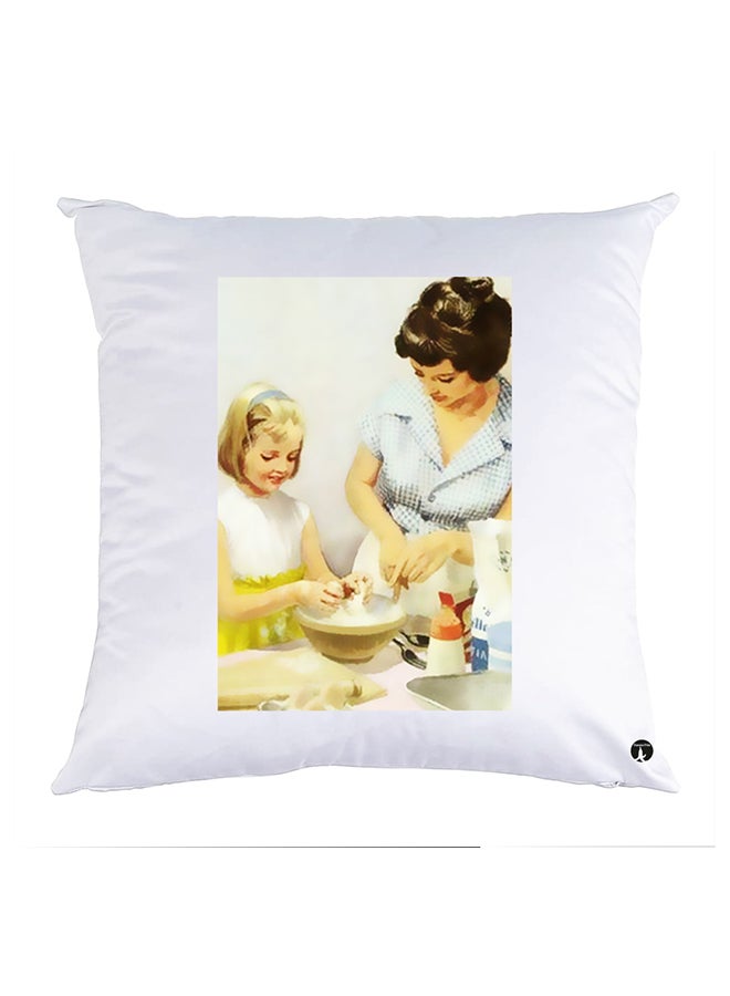 غطاء وسادة مطبوع polyester أبيض 30x30سم