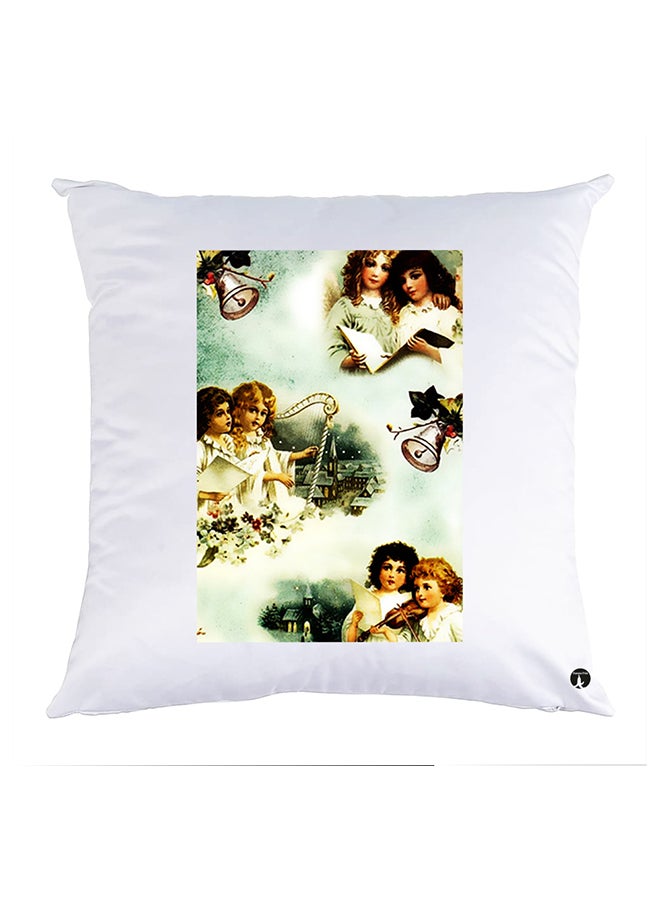 غطاء وسادة مطبوع polyester أبيض 30x30سم