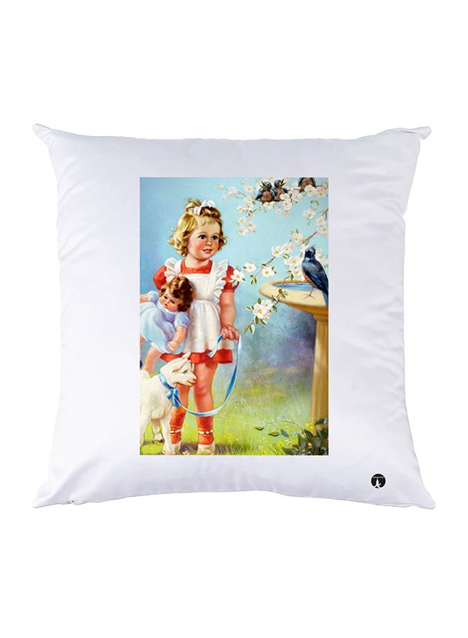 Printed Pillow Polyester White 30x30cm