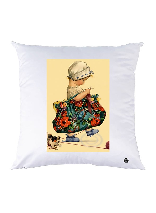 Printed Pillow Case polyester White 30x30cm