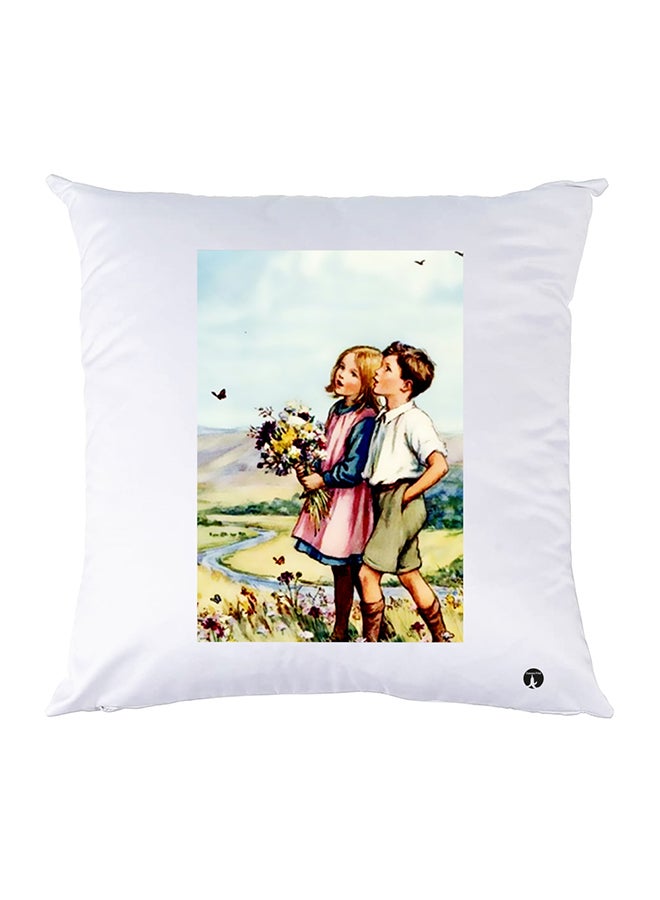 غطاء وسادة مطبوع polyester أبيض 30x30سم