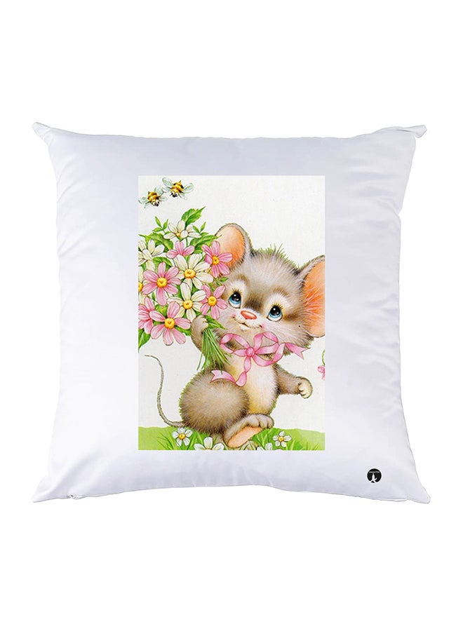 Printed Pillow Polyester White 30x30cm