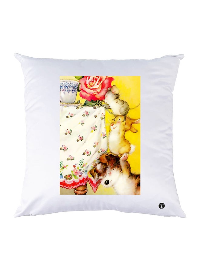 غطاء وسادة مطبوع polyester أبيض 30x30سم