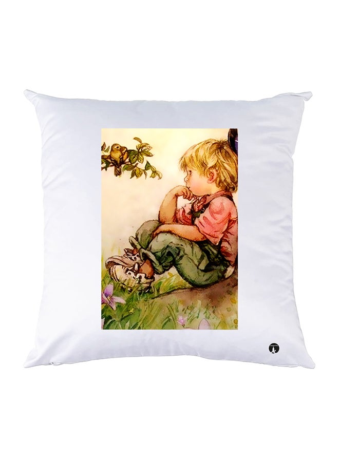 وسادة مزيّنة بنقشة مطبوعة polyester أبيض 30x30سم