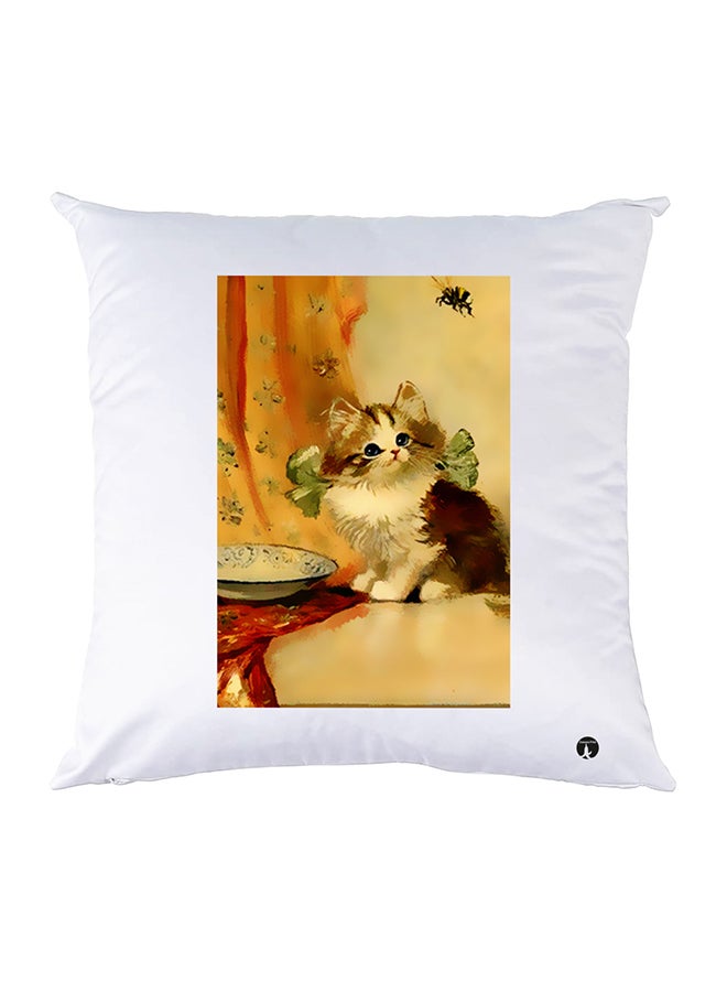 غطاء وسادة مطبوع polyester أبيض 30x30سم