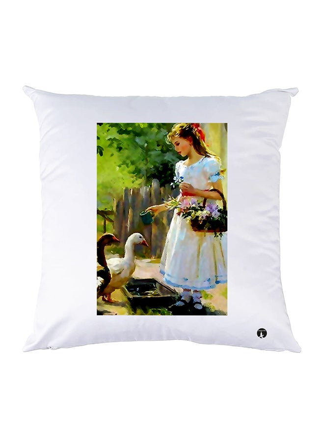 Printed Pillow Polyester White 30x30cm