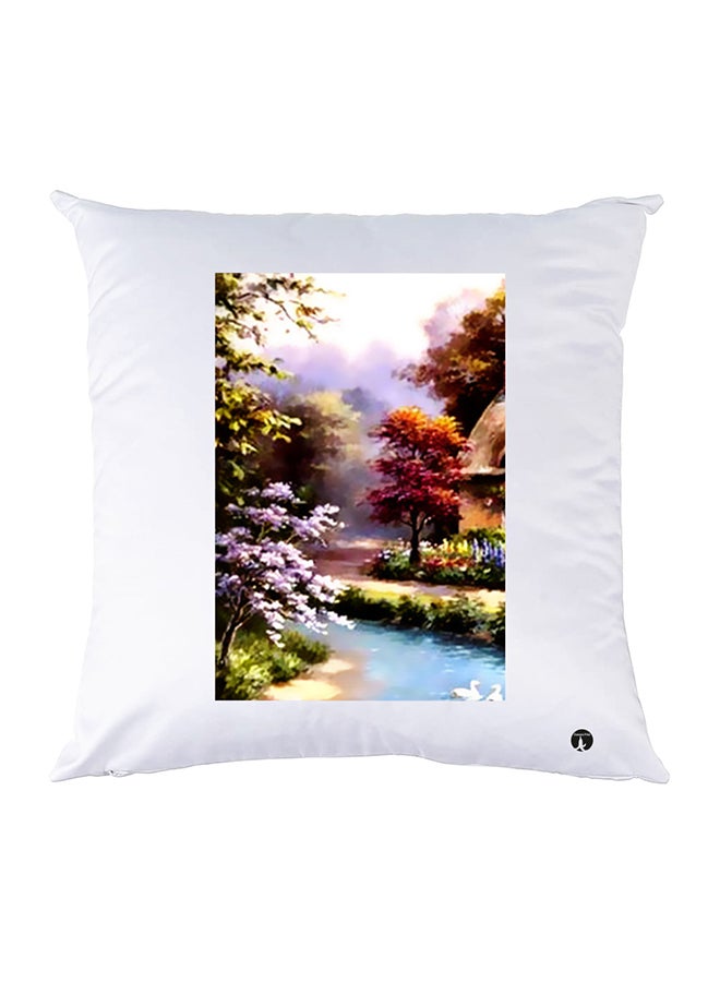 غطاء وسادة مطبوع polyester أبيض 30x30سم