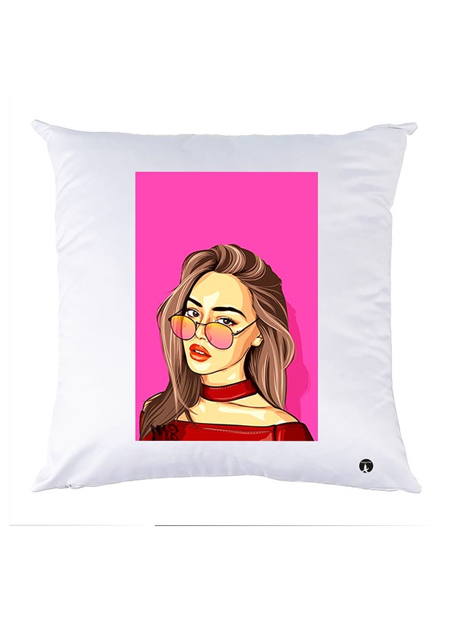 وسادة مزيّنة بنقشة مطبوعة بوليستر أبيض 30x30سم