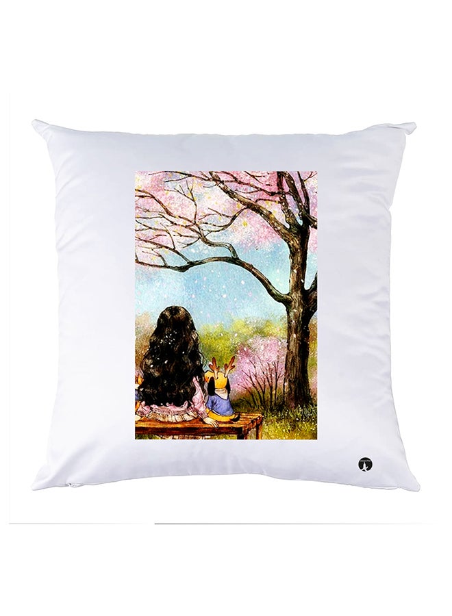 غطاء وسادة مطبوع polyester أبيض 30x30سم