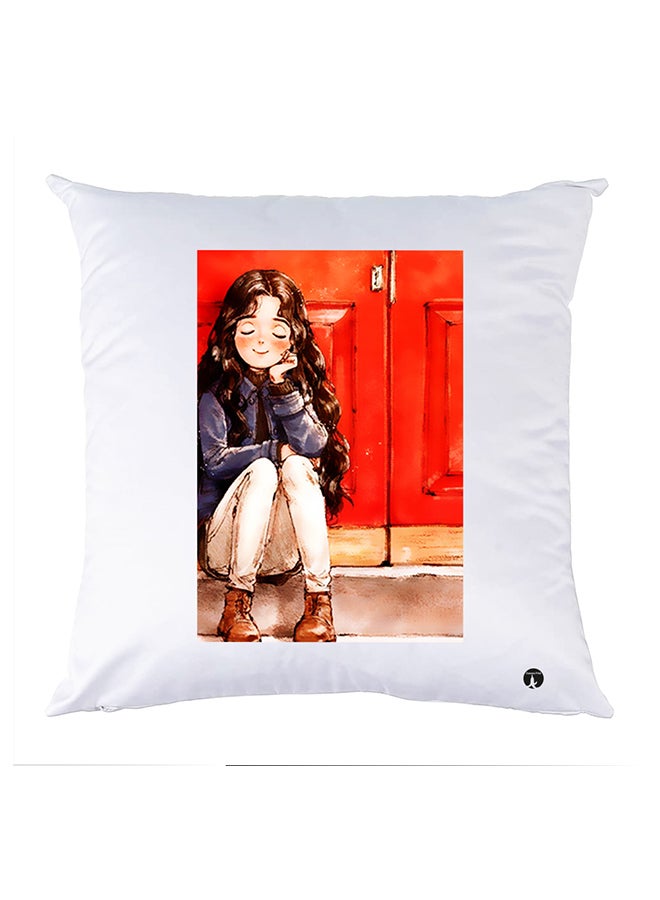Printed Pillow Case polyester White 30x30cm