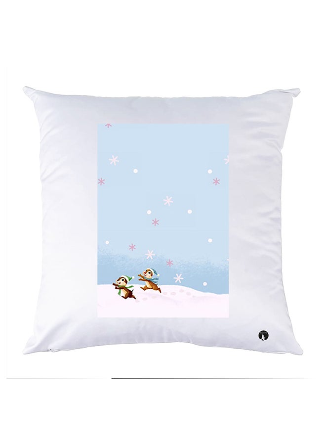 غطاء وسادة مطبوع polyester أبيض 30x30سم