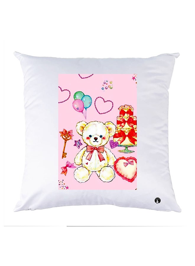 بي بي وسادة مزيّنة بنقشة مطبوعة بوليستر أبيض 30x30سم