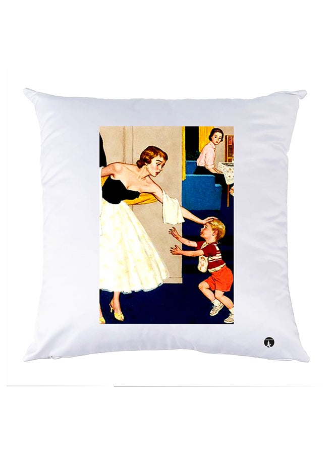 غطاء وسادة مطبوع polyester أبيض 30x30سم