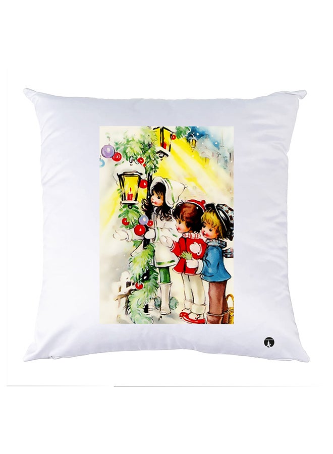 وسادة مزيّنة بنقشة مطبوعة polyester أبيض 30x30سم