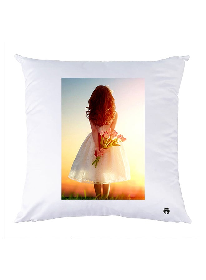 غطاء وسادة مطبوع polyester أبيض 30x30سم