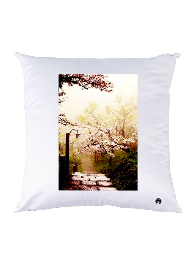 غطاء وسادة مطبوع polyester أبيض 30x30سم