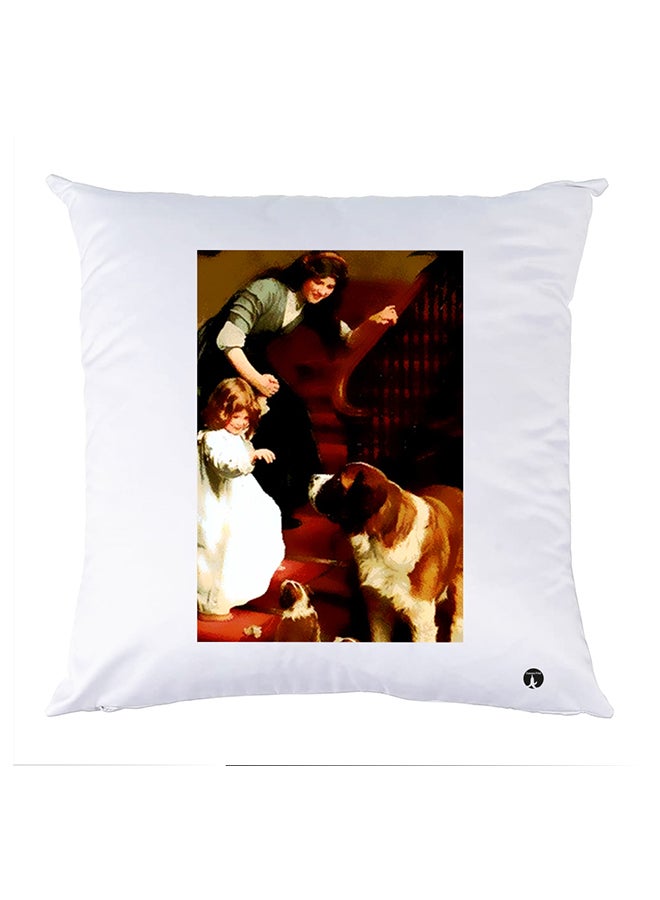 غطاء وسادة مطبوع polyester أبيض 30x30سم