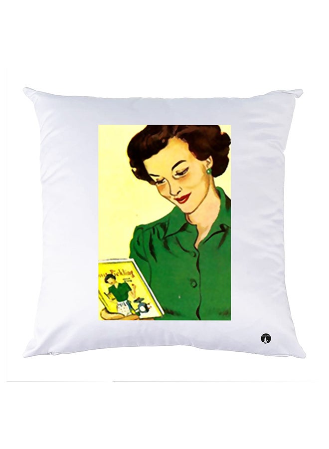 وسادة مزيّنة بنقشة مطبوعة polyester أبيض 30x30سم