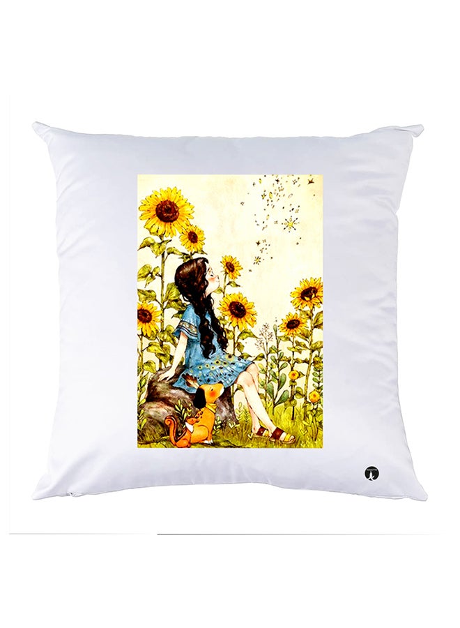غطاء وسادة مطبوع polyester أبيض 30x30سم