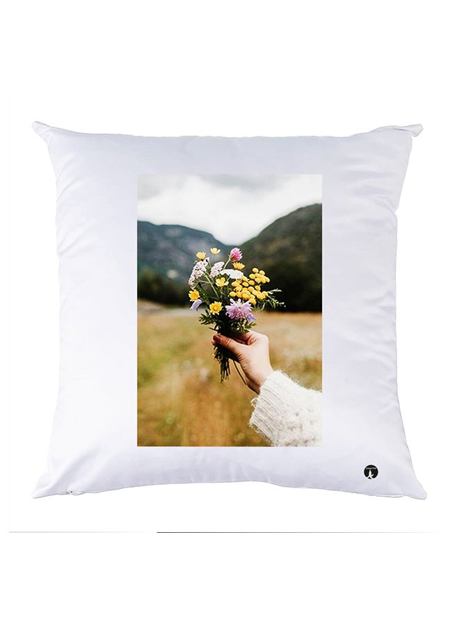 غطاء وسادة مطبوع polyester أبيض 30x30سم