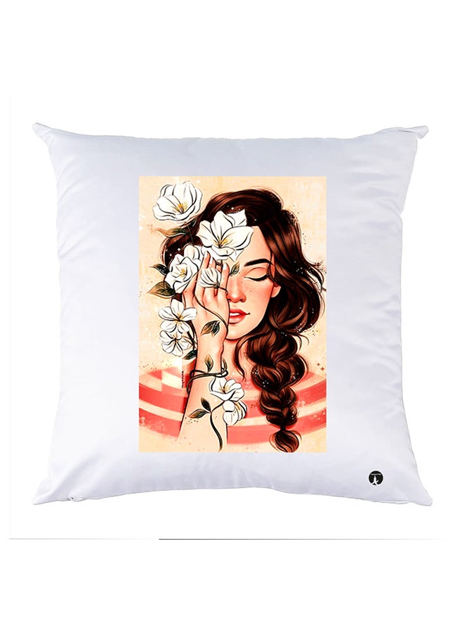غطاء وسادة مطبوع polyester أبيض 30x30سم