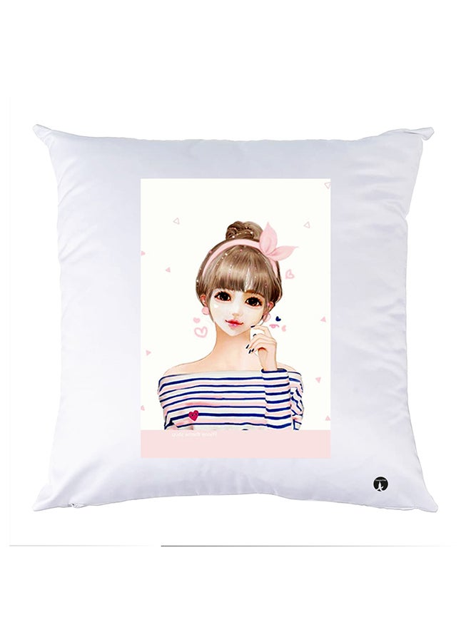 غطاء وسادة مطبوع polyester أبيض 30x30سم