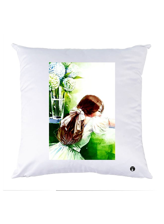 غطاء وسادة مطبوع polyester أبيض 30x30سم