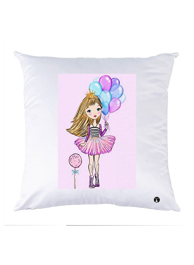 Printed Pillow Polyester White 30x30cm