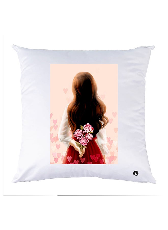 وسادة مزيّنة بنقشة مطبوعة polyester أبيض 30x30سم