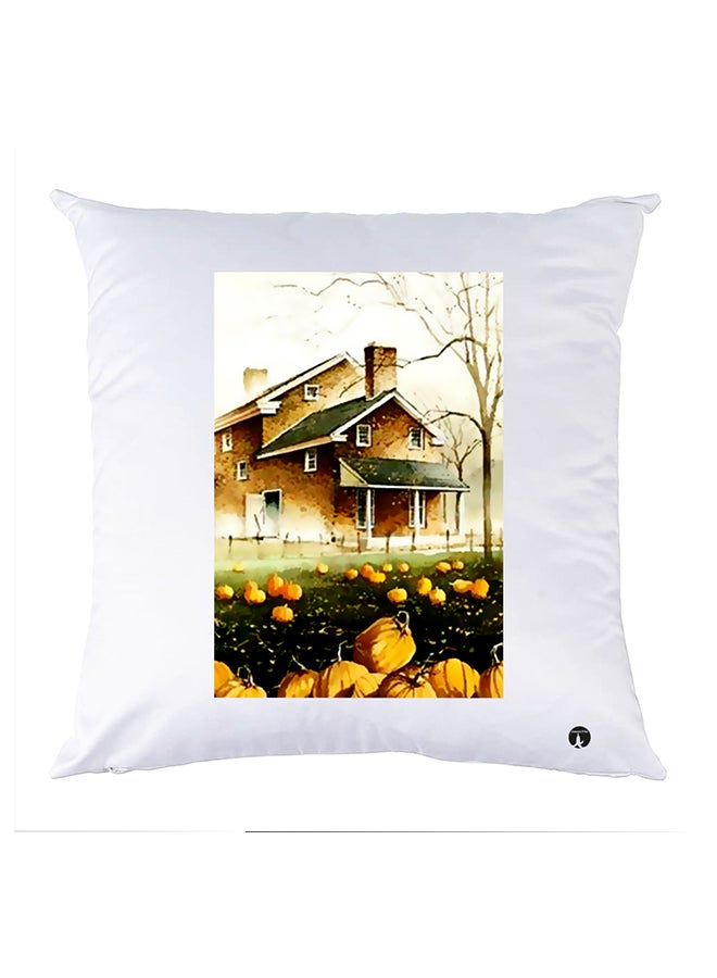 غطاء وسادة مطبوع polyester أبيض 30x30سم