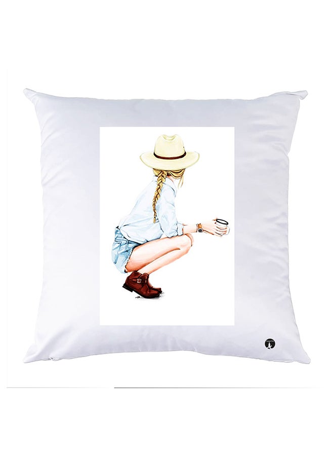 Printed Pillow Case polyester White 30x30cm