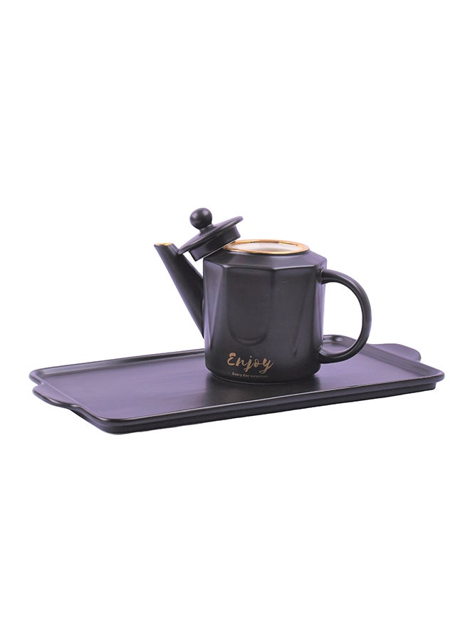 6-Piece Elegant Ceramic Tea Pot Set Black  - Image 3